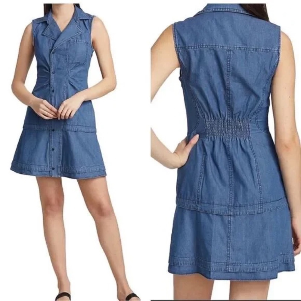 Derek Lam 10 Crosby Dress Womens Blue Mini Denim Cotton - Size 4